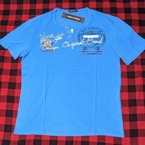 ZYFGFREE Printed T-shirt for men, blue color, size XL